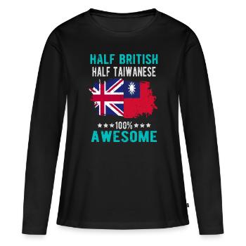 Moitié britannique moitié taïwanais - T-shirt manches longues Premium bio Femme - noir - Devant - Julia (174cm)