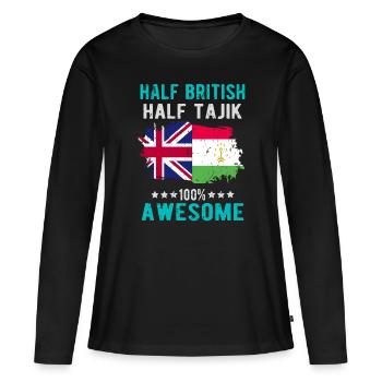 Moitié britannique moitié tadjik - T-shirt manches longues Premium bio Femme - noir - Devant - Julia (174cm)