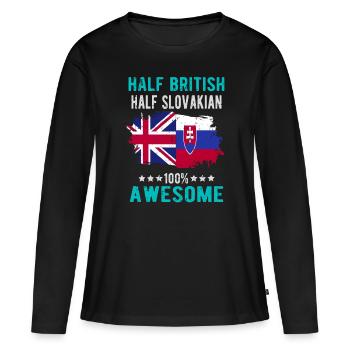 Moitié britannique moitié slovaque - T-shirt manches longues Premium bio Femme - noir - Devant - Julia (174cm)