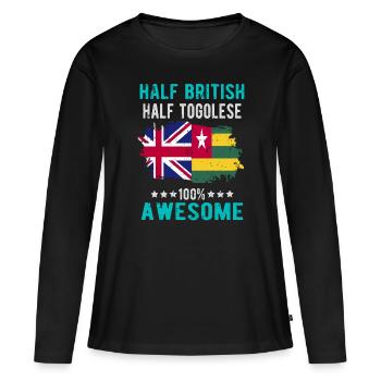 Moitié britannique moitié tongolese - T-shirt manches longues Premium bio Femme - noir - Devant - Julia (174cm)