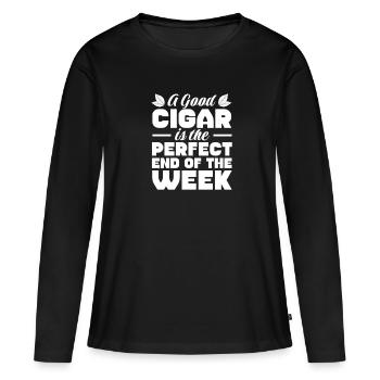 Zigarre Rauchen Raucher Tabak Zigarren Geschenk - Frauen Premium Bio Langarmshirt - Schwarz - Vorne - Julia (174cm)