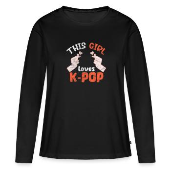 K-Pop Musique Coréenne Pop Corée Kpop Cadeau - T-shirt manches longues Premium bio Femme - noir - Devant - Julia (174cm)