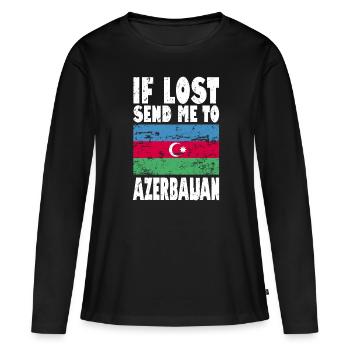 Drapeau de l’Azerbaïdjan - T-shirt manches longues Premium bio Femme - noir - Devant - Julia (174cm)