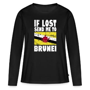 Drapeau du Brunei - T-shirt manches longues Premium bio Femme - noir - Devant - Julia (174cm)