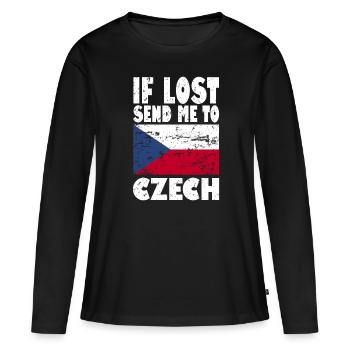 Drapeau de la République tchèque - T-shirt manches longues Premium bio Femme - noir - Devant - Julia (174cm)