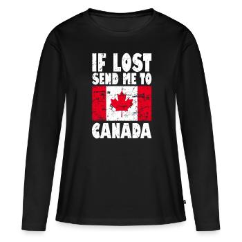Drapeau du Canada - T-shirt manches longues Premium bio Femme - noir - Devant - Julia (174cm)