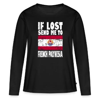 Français Drapeau de la Polynésie - T-shirt manches longues Premium bio Femme - noir - Devant - Julia (174cm)