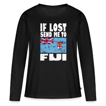 Drapeau des Fidji - T-shirt manches longues Premium bio Femme - noir - Devant - Julia (174cm)