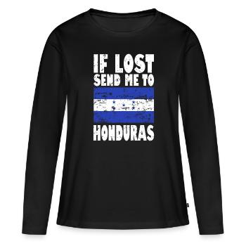 Honduras Flagge Spruch - Frauen Premium Bio Langarmshirt - Schwarz - Vorne - Julia (174cm)