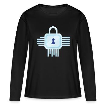 Serrure informatique Retro Pixel - T-shirt manches longues Premium bio Femme - noir - Devant - Julia (174cm)