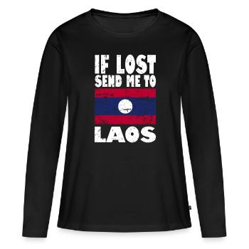 Drapeau du Laos - T-shirt manches longues Premium bio Femme - noir - Devant - Julia (174cm)