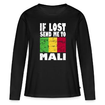 Slogan du drapeau du Mali - T-shirt manches longues Premium bio Femme - noir - Devant - Julia (174cm)