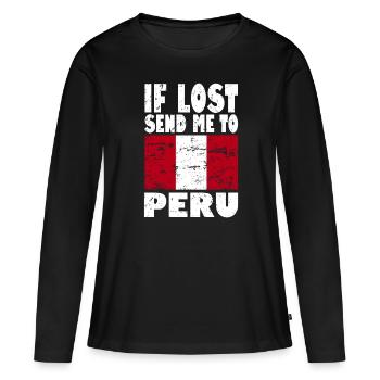 Drapeau du Pérou - T-shirt manches longues Premium bio Femme - noir - Devant - Julia (174cm)