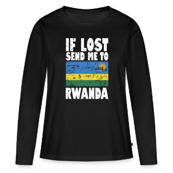 Drapeau du Rwanda - T-shirt manches longues Premium bio Femme - noir - Devant - Julia (174cm)