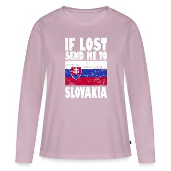 Drapeau de la Slovaquie - T-shirt manches longues Premium bio Femme - rose poudré - Devant - Julia (174cm)
