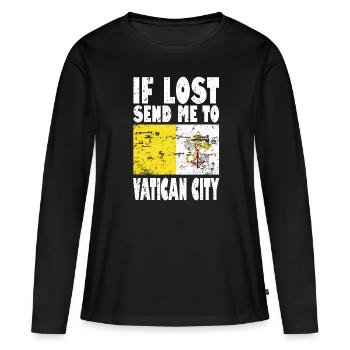 Drapeau de la Cité du Vatican - T-shirt manches longues Premium bio Femme - noir - Devant - Julia (174cm)