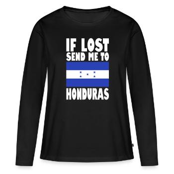 Honduras Flagge Spruch - Frauen Premium Bio Langarmshirt - Schwarz - Vorne - Julia (174cm)