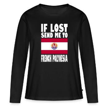 Français Drapeau de la Polynésie - T-shirt manches longues Premium bio Femme - noir - Devant - Julia (174cm)