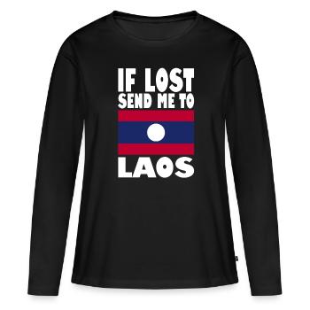 Drapeau du Laos - T-shirt manches longues Premium bio Femme - noir - Devant - Julia (174cm)