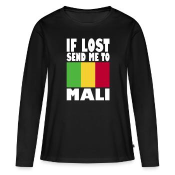 Slogan du drapeau du Mali - T-shirt manches longues Premium bio Femme - noir - Devant - Julia (174cm)