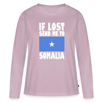 Drapeau de la Somalie - T-shirt manches longues Premium bio Femme - rose poudré - Devant - Julia (174cm)