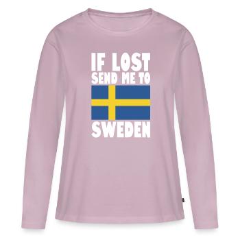 Drapeau de la Suède - T-shirt manches longues Premium bio Femme - rose poudré - Devant - Julia (174cm)