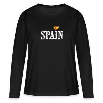 Espagne - T-shirt manches longues Premium bio Femme - noir - Devant - Julia (174cm)