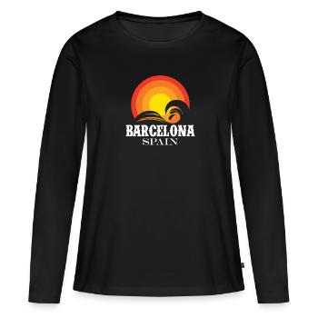 Barcelone - T-shirt manches longues Premium bio Femme - noir - Devant - Julia (174cm)