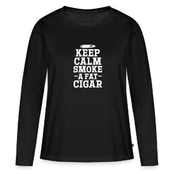 Zigarre Rauchen Raucher Tabak Zigarren Geschenk - Frauen Premium Bio Langarmshirt - Schwarz - Vorne - Julia (174cm)