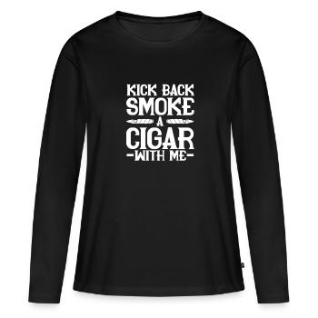 Zigarre Rauchen Raucher Tabak Zigarren Geschenk - Frauen Premium Bio Langarmshirt - Schwarz - Vorne - Julia (174cm)