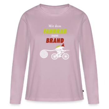 Éteindre les incendies à vélo - T-shirt manches longues Premium bio Femme - rose poudré - Devant - Julia (174cm)