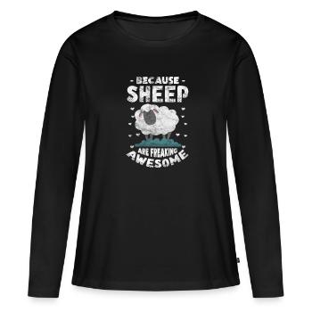 Moutons Élevage Élevage Mouton Chèvre Cadeau - T-shirt manches longues Premium bio Femme - noir - Devant - Julia (174cm)
