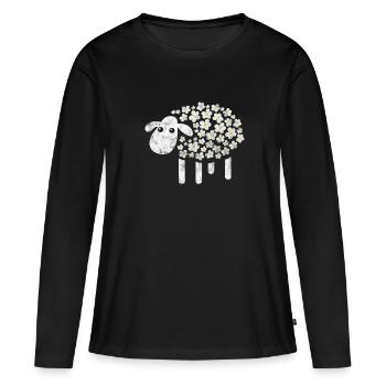 Moutons Élevage Élevage Mouton Chèvre Cadeau - T-shirt manches longues Premium bio Femme - noir - Devant - Julia (174cm)