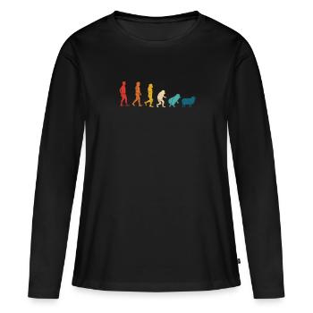 Moutons Élevage Élevage Mouton Chèvre Cadeau - T-shirt manches longues Premium bio Femme - noir - Devant - Julia (174cm)