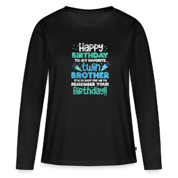 Frère - T-shirt manches longues Premium bio Femme - noir - Devant - Julia (174cm)