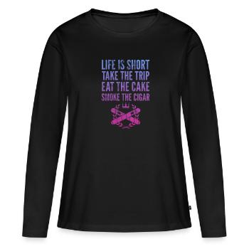 Cigare - T-shirt manches longues Premium bio Femme - noir - Devant - Julia (174cm)