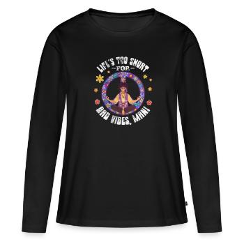 Hippie - T-shirt manches longues Premium bio Femme - noir - Devant - Julia (174cm)