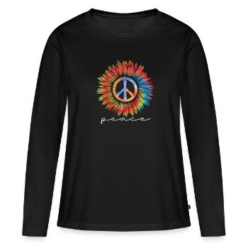 Hippie - T-shirt manches longues Premium bio Femme - noir - Devant - Julia (174cm)