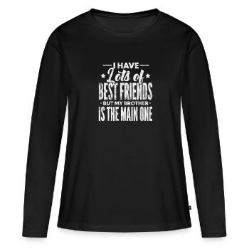 Frère - T-shirt manches longues Premium bio Femme - noir - Devant - Julia (174cm)