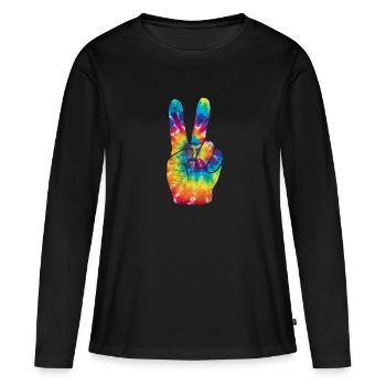 Hippie - T-shirt manches longues Premium bio Femme - noir - Devant - Julia (174cm)