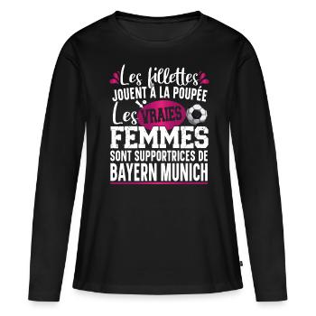 Bayern Munich Supportrice Football Cadeau Femme - T-shirt manches longues Premium bio Femme - noir - Devant - Julia (174cm)