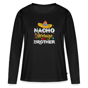 Frère - T-shirt manches longues Premium bio Femme - noir - Devant - Julia (174cm)