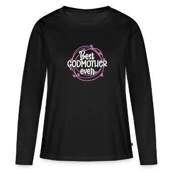 Marraine - T-shirt manches longues Premium bio Femme - noir - Devant - Julia (174cm)