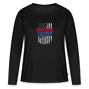 Retraite De l’armée de l’air des États-Unis - T-shirt manches longues Premium bio Femme - noir - Devant - Julia (174cm)