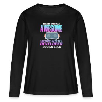 VR Virtual Reality Gamer Geschenk - Frauen Premium Bio Langarmshirt - Schwarz - Vorne - Julia (174cm)