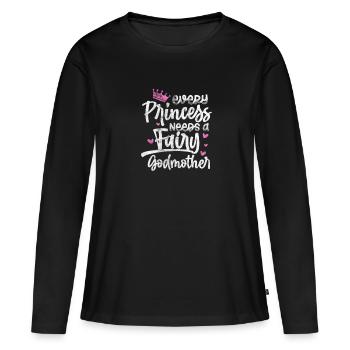 Marraine Tante Marraine Baptême Nièce Neveu Cadeau - T-shirt manches longues Premium bio Femme - noir - Devant - Julia (174cm)