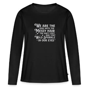 Hippie - T-shirt manches longues Premium bio Femme - noir - Devant - Julia (174cm)