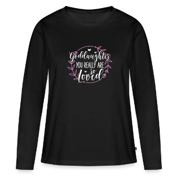 Marraine - T-shirt manches longues Premium bio Femme - noir - Devant - Julia (174cm)