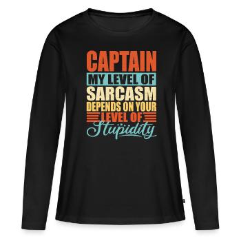 Capitaine sarcasme Drôle de capitaine - T-shirt manches longues Premium bio Femme - noir - Devant - Julia (174cm)