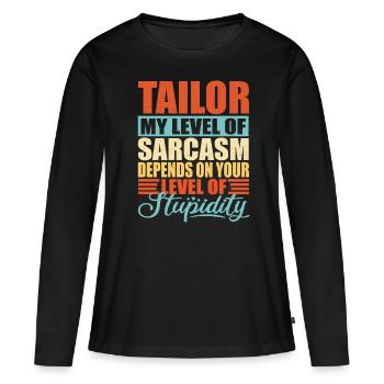 Schneiderin Näherin Schneider Geschenk - Frauen Premium Bio Langarmshirt - Schwarz - Vorne - Julia (174cm)